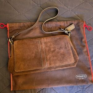 Beautiful Vintage Coach Brown Suede Handbag Excellent Condition